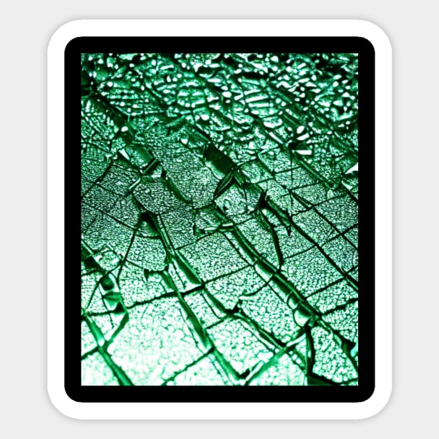 Cracked glass pattern, with pattern, black, green, cracks, mesh Sticker by KK-Royal